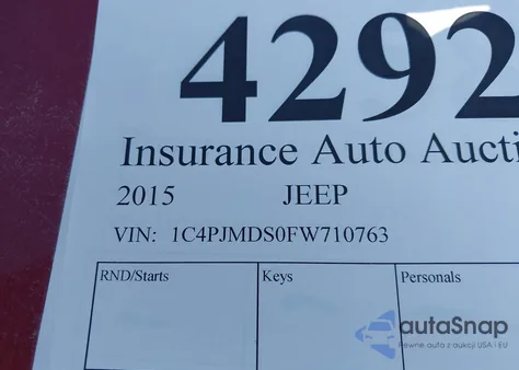 2015 Jeep Cherokee Limited z USA, uszkodzony, nr VIN 1C4PJMDS0FW710763